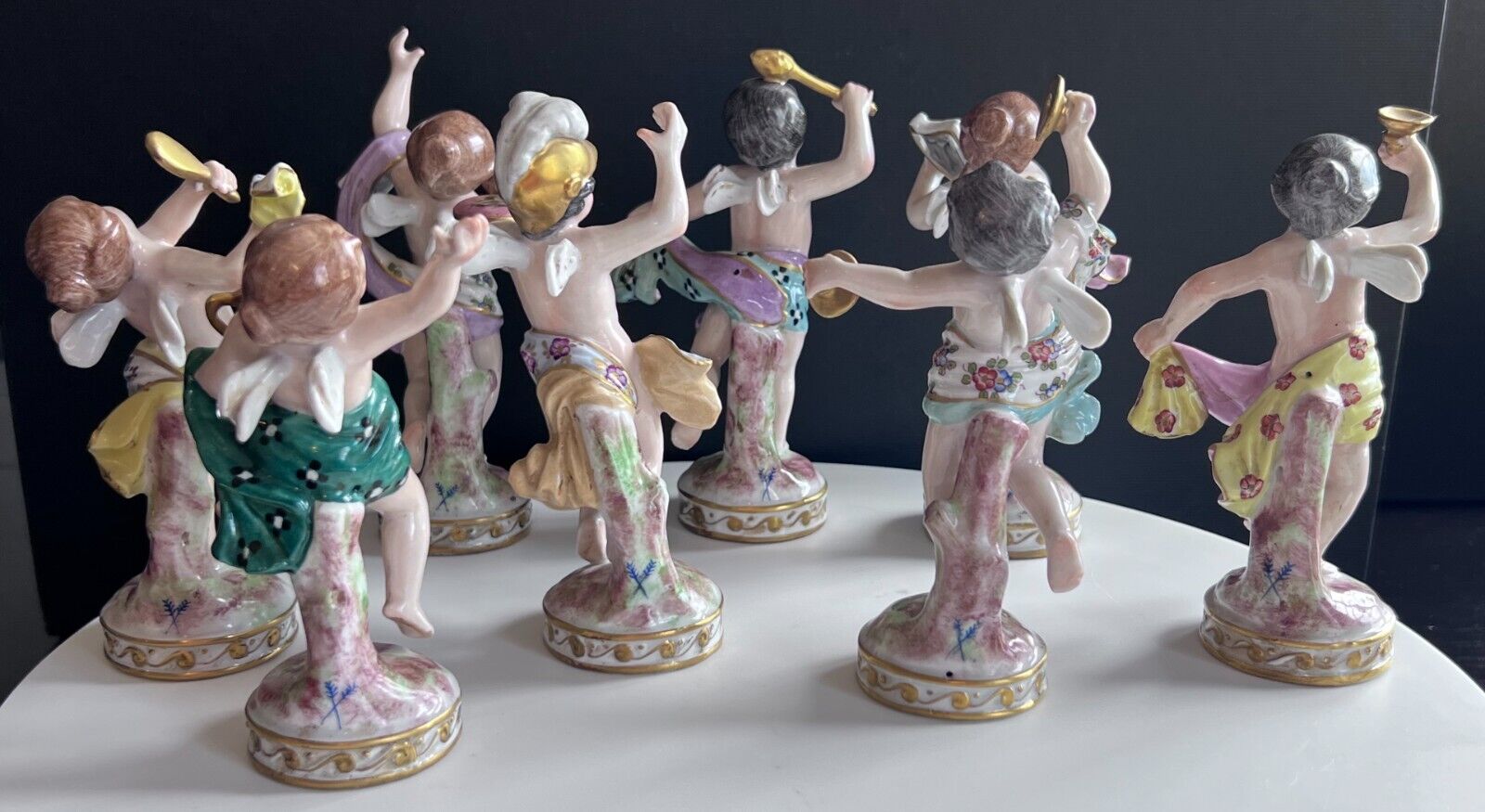 Meissen Style Porcelaine De Paris 8 French Porcelain Figurines Angel Cherub 