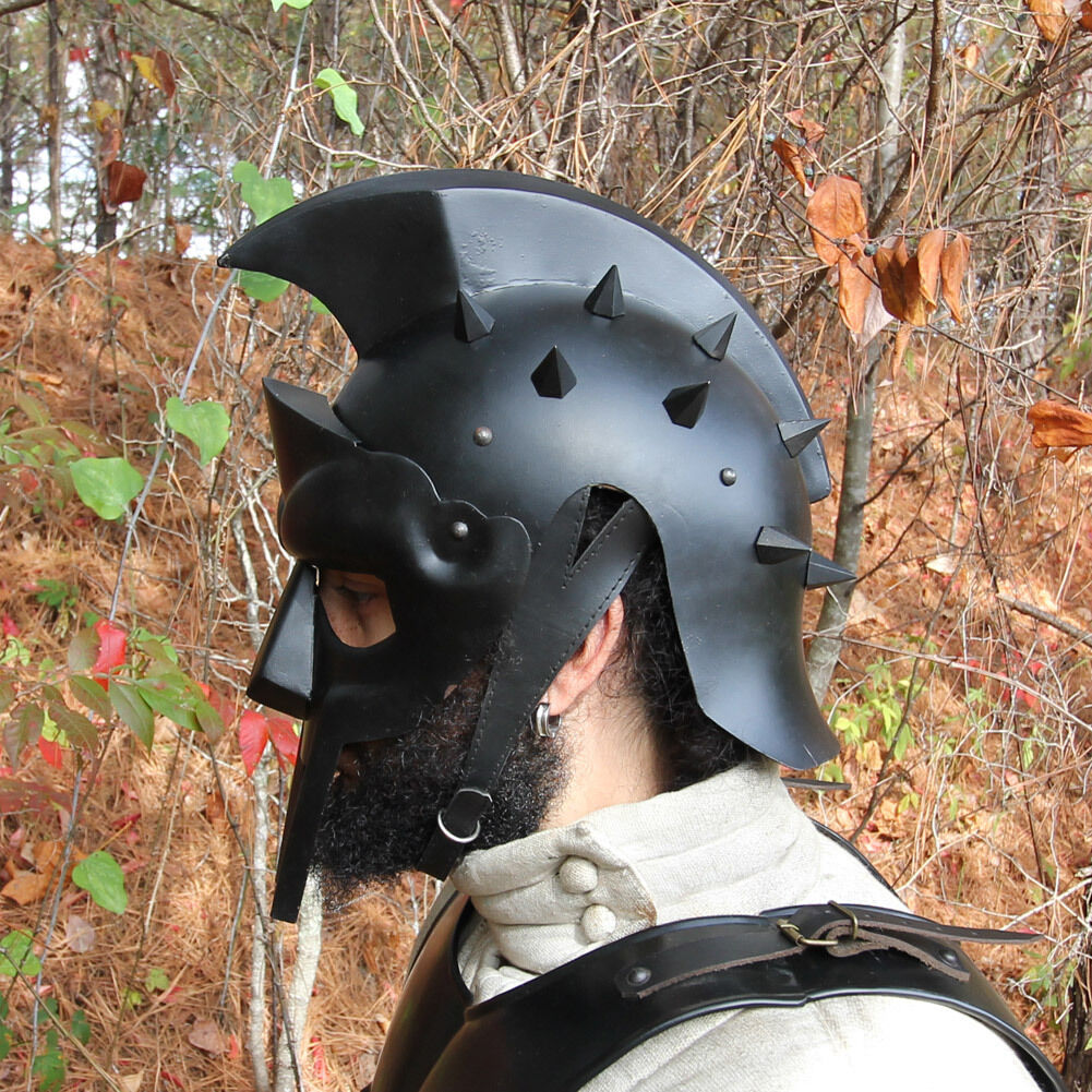 Medieval Renaissance Maximus Roman Gladiator Blackened 18g Helmet