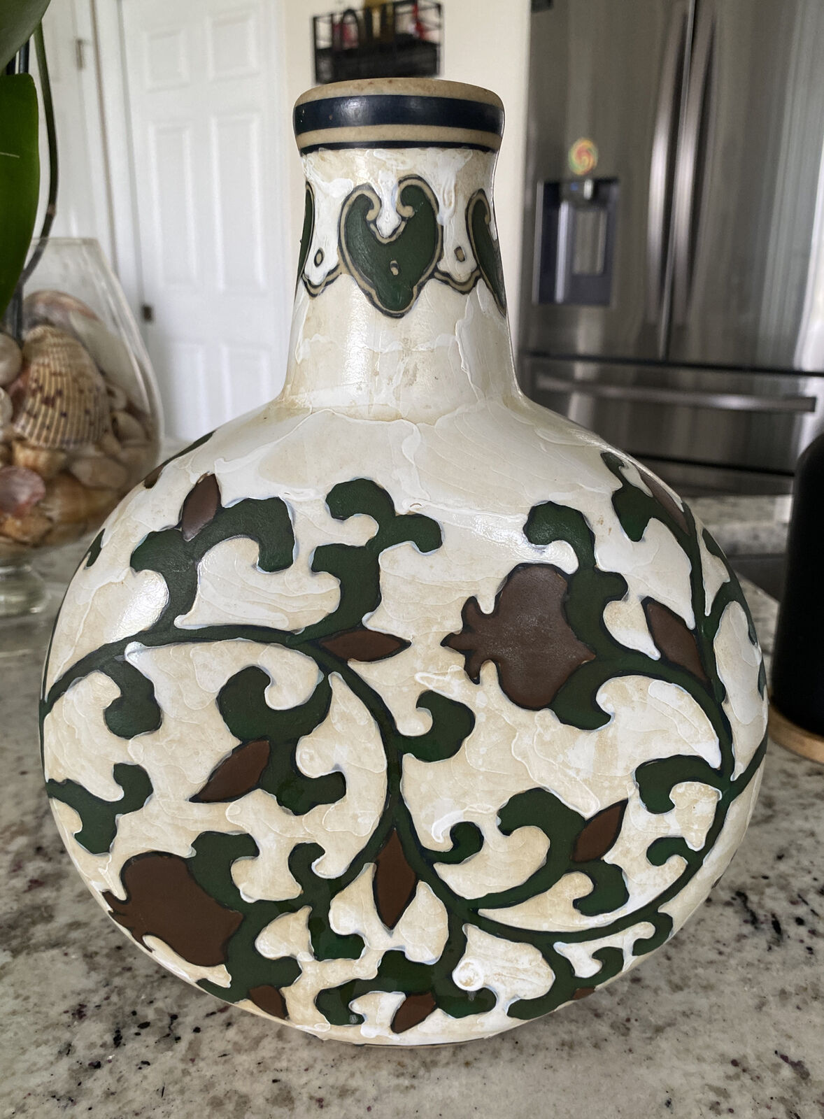 10.5 in Tall Chinese Cizhou Kiln Style Hand Glazed Stoneware Pottery Vase