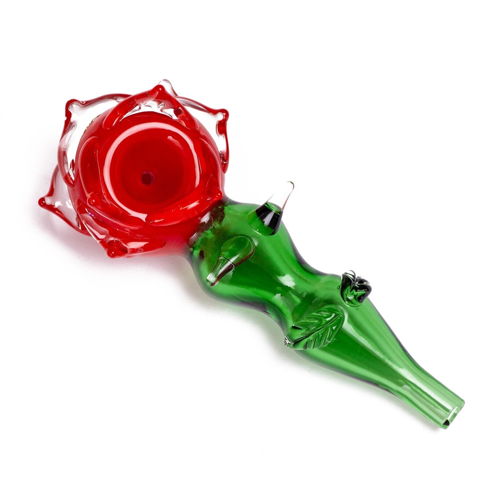 Premium Red Rose Design Glass Handmade Handpipe