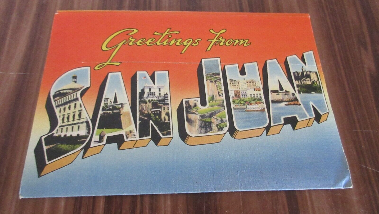 Vtg Greetings from San Juan PR  Large Letters Postcard Unposted