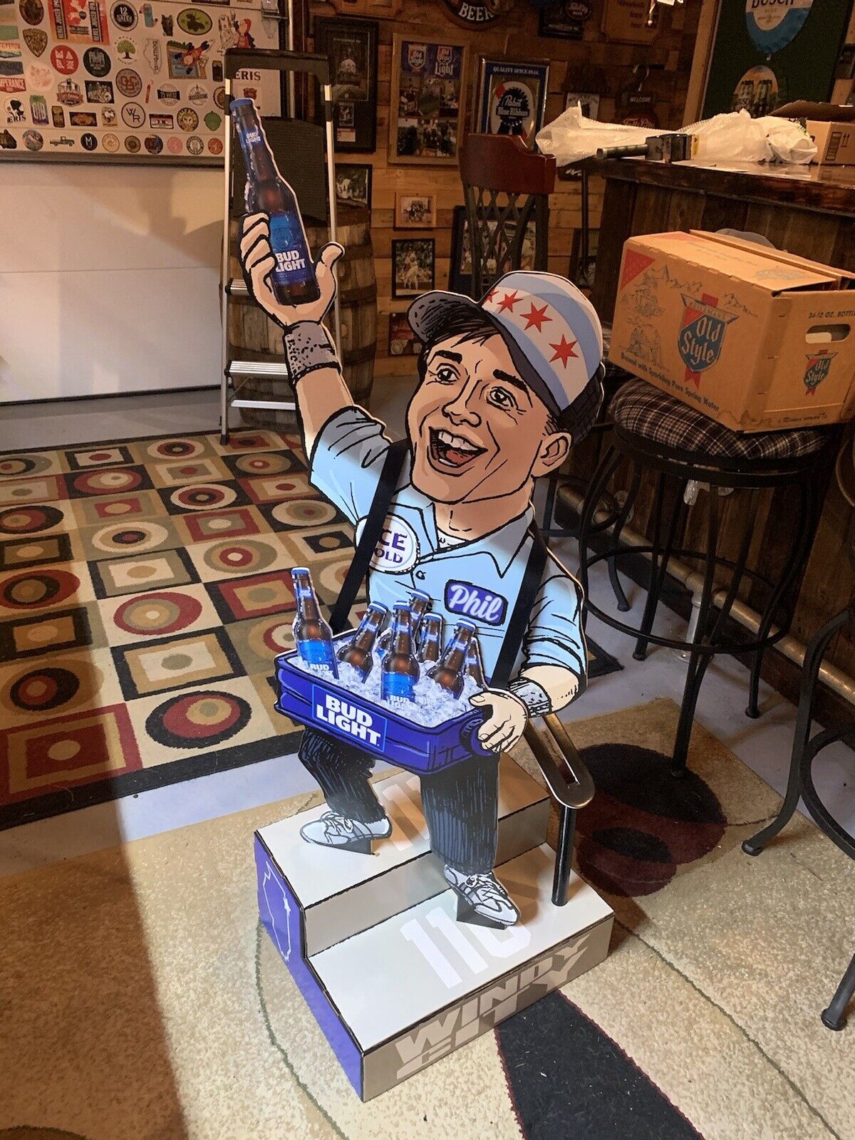 4 Foot Tall Bud Light Beerman Phil Windy City Chicago, IL Cardboard 3D Standup