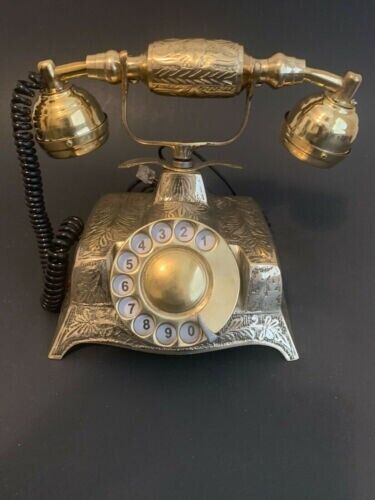Antique Solid Beautiful Victorian Brass Rotary Dial Working Telephone New Design