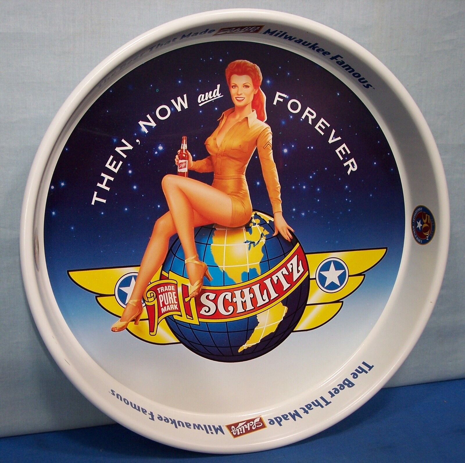 Schlitz Beer Tray ~ Army Air Corp ~ Observing 50th Anniversary of Victory Day