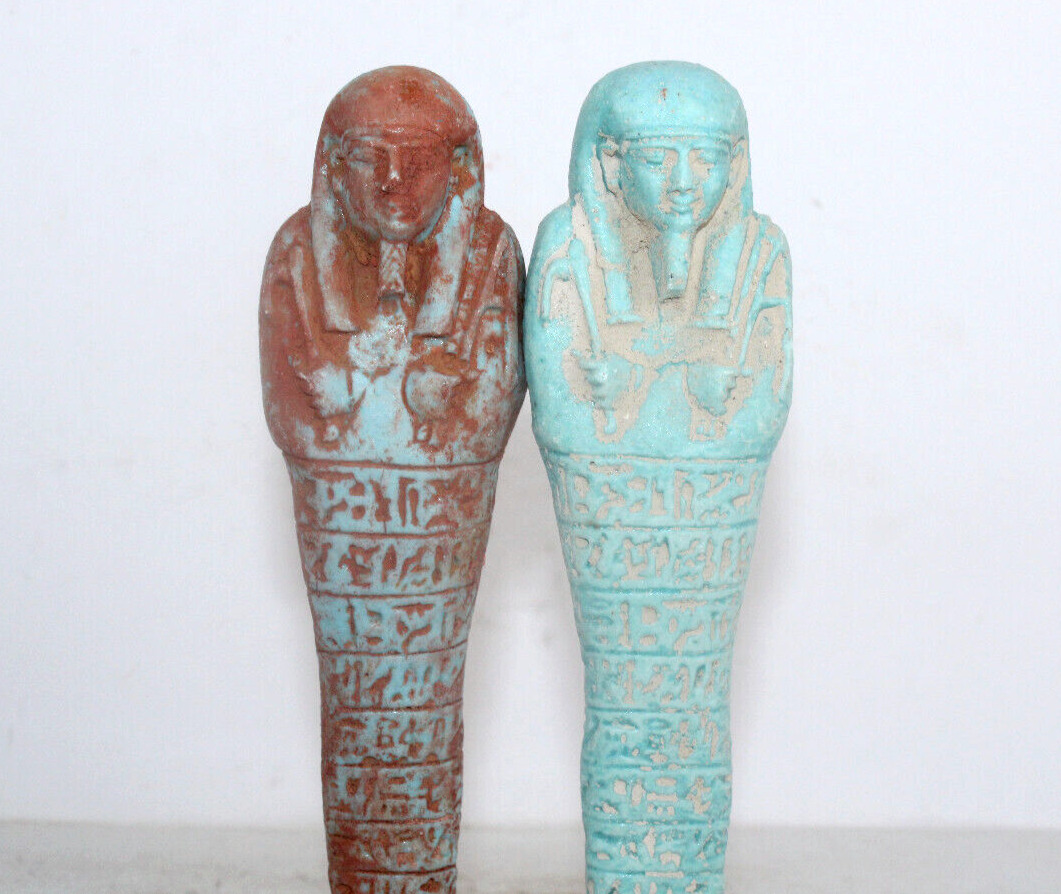 2 UNIQUE ANCIENT EGYPTIAN ANTIQUE Royal Servant Ushabties Pharoh Shabti Statues