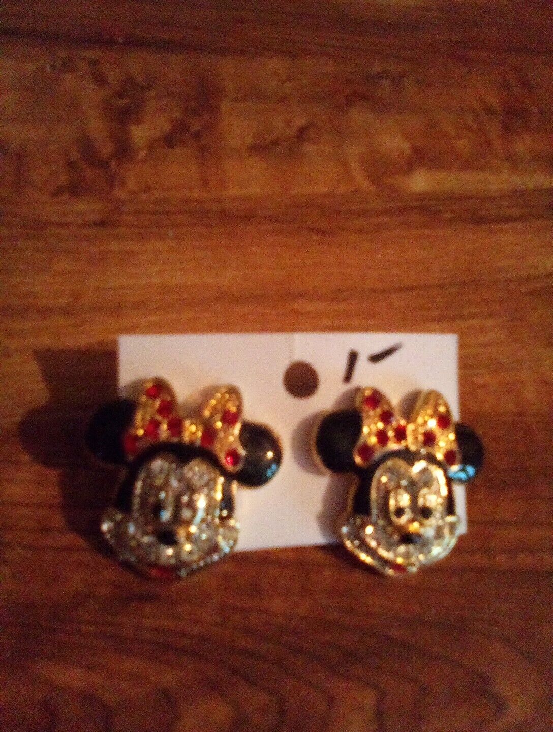 Vtg Disney Minnie Mouse  Rhinestone Earrings