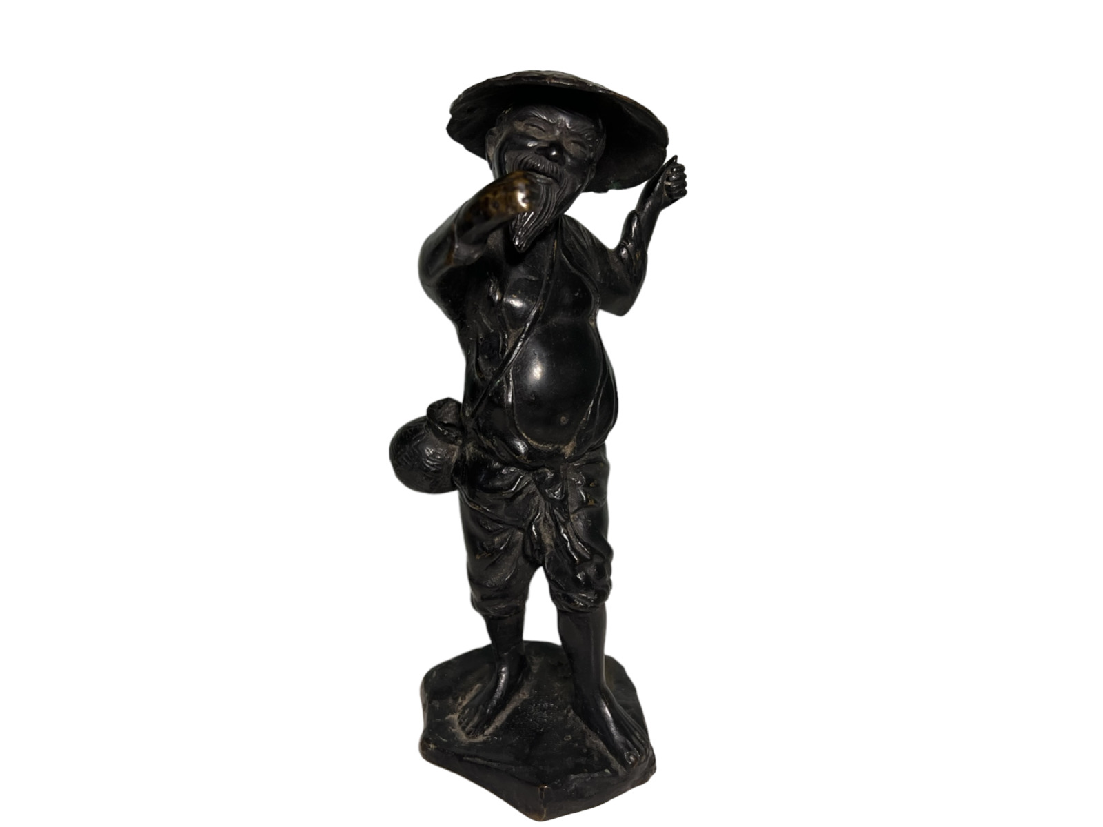 Vintage Possibly Antique Bronze Chinese Fisherman Decorative Figurine