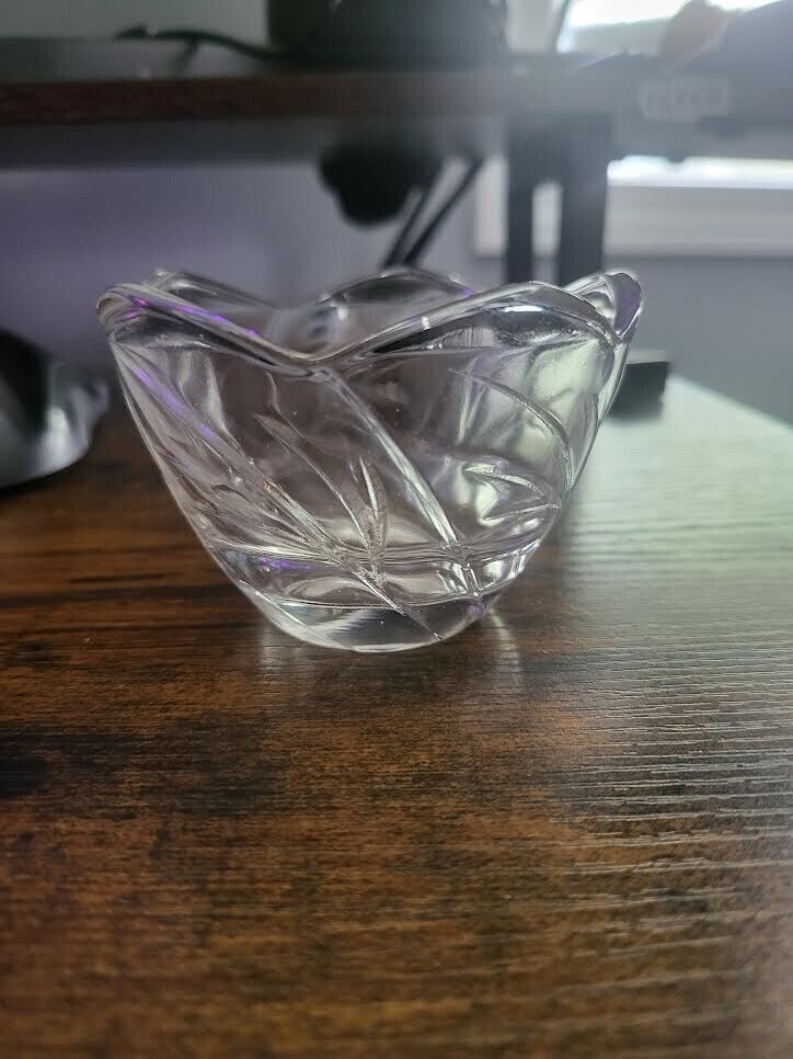 Clear Crystal Heavy Tulip Small Votive Holder 3-inch 3D Petals Tealight Tabletop