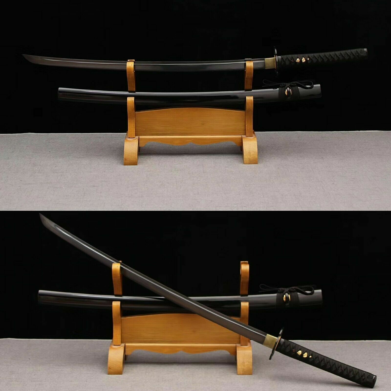 handmade Black T1095 Steel Japanese Samurai Sword katana Full Tang Sharp Blade