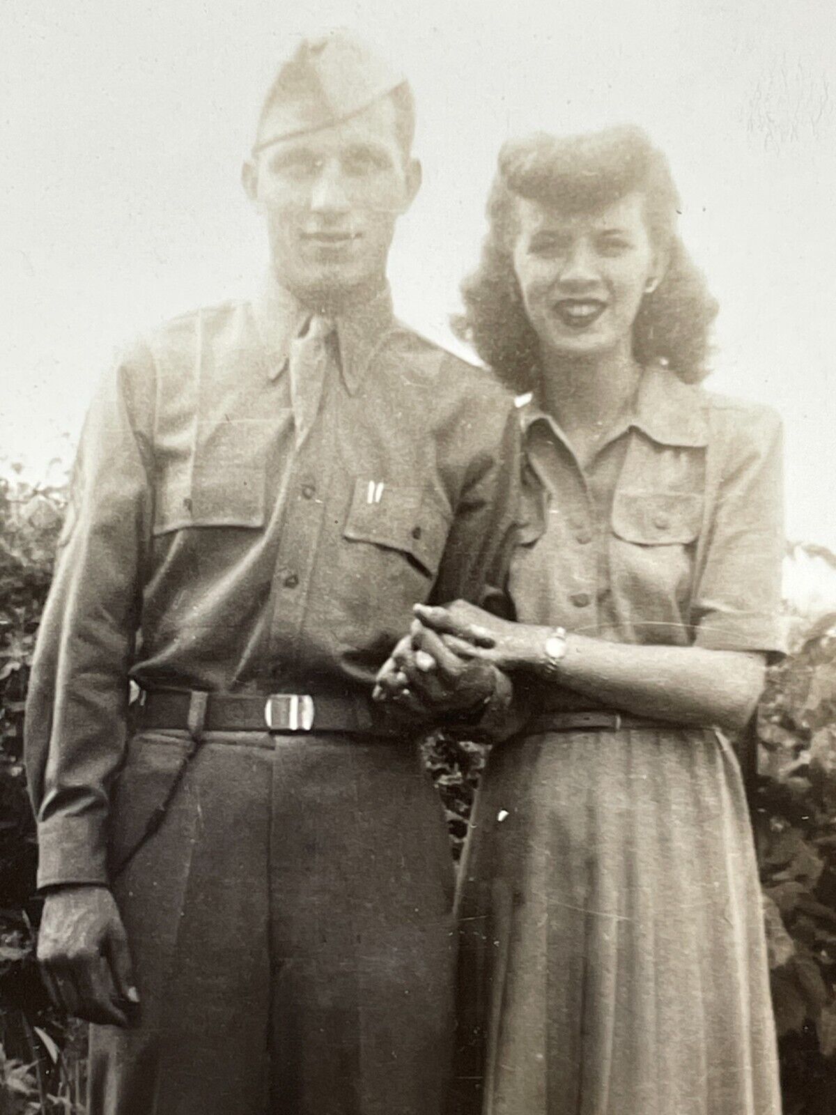 W2 Photograph Cute Couple Handsome Military Man Beautiful Woman Lovely Lady