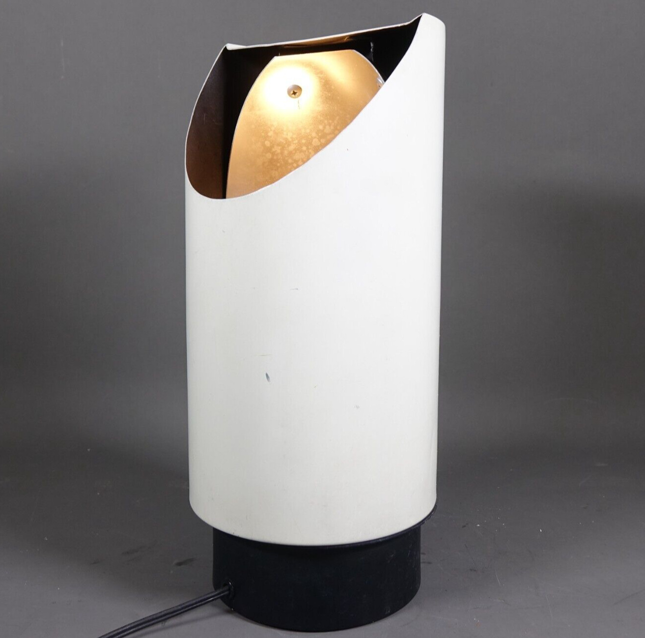 Vintage Gerald Thurston White Canister Reflector MCM Lamp by Lightolier
