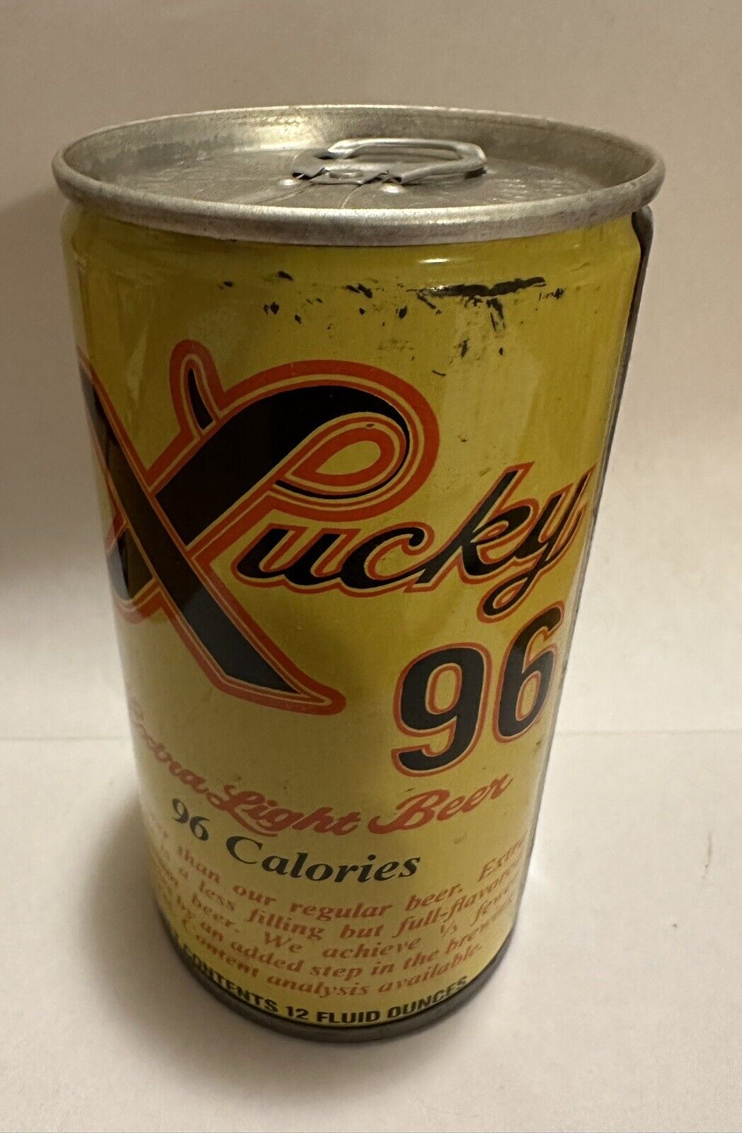 Lucky 96 Pull Tab Beer Can Open Bottom General Brewing Company 12oz Empty