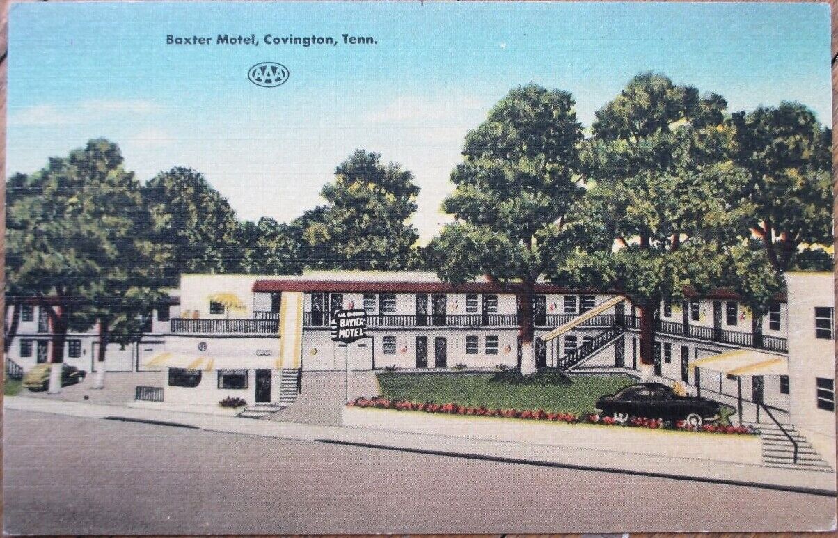 Covington, TN 1940 Linen Postcard, Baxter Motel, Tennessee Tenn