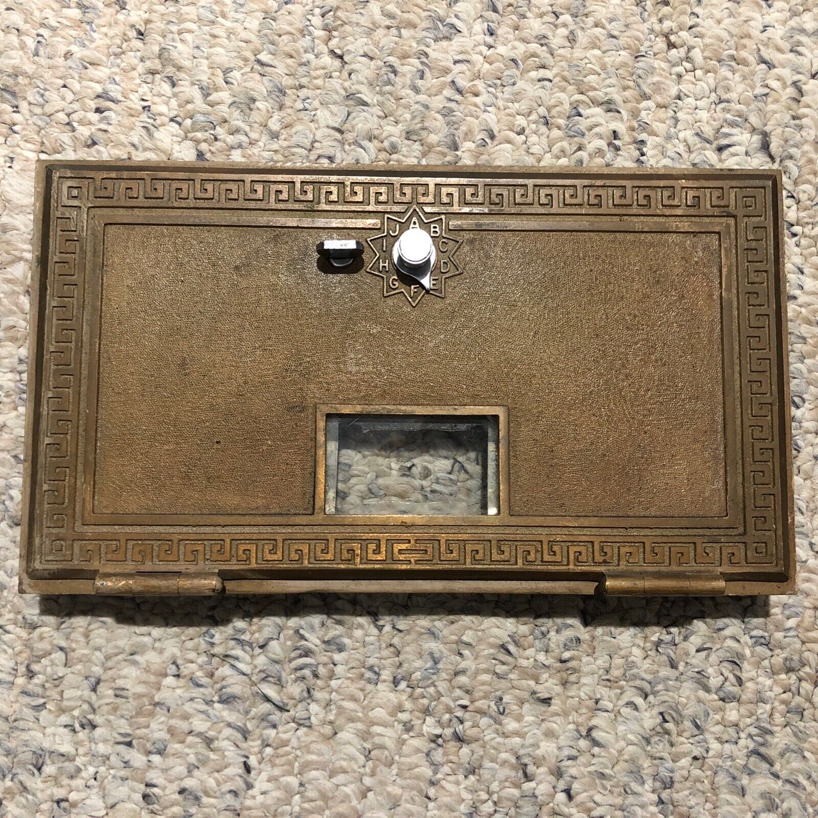 Bronze American Post Office Postal Mail Box Door Dial Combination Large 1958