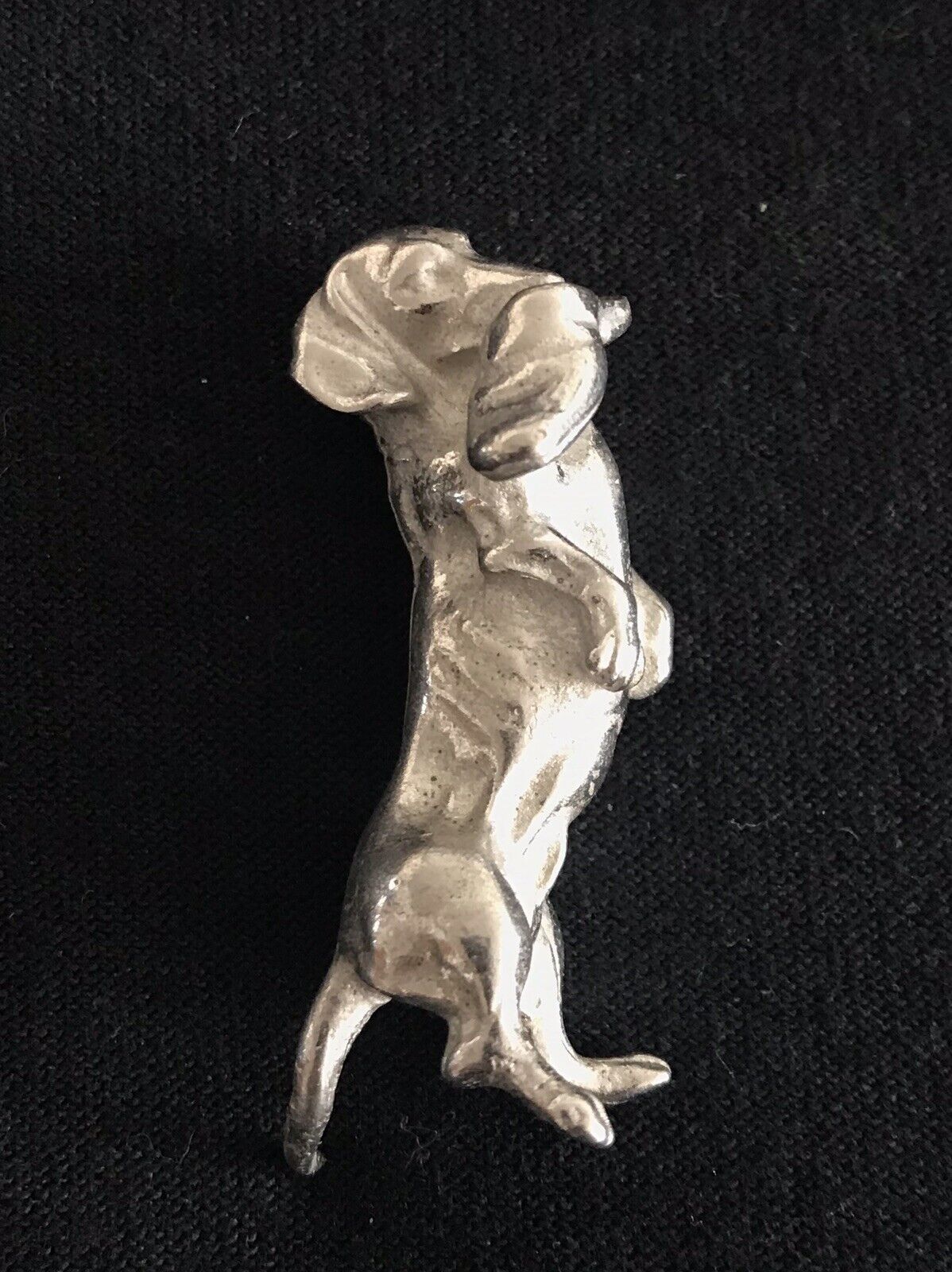 Pewter DACHSHUND HOUND Shoe Slipper Silver Metal Figurine Y