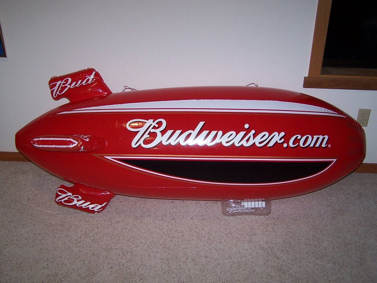 Rare Giant 6 Foot Inflatable Budweiser Blimp in Sealed Bag Bud Airship Blow Up