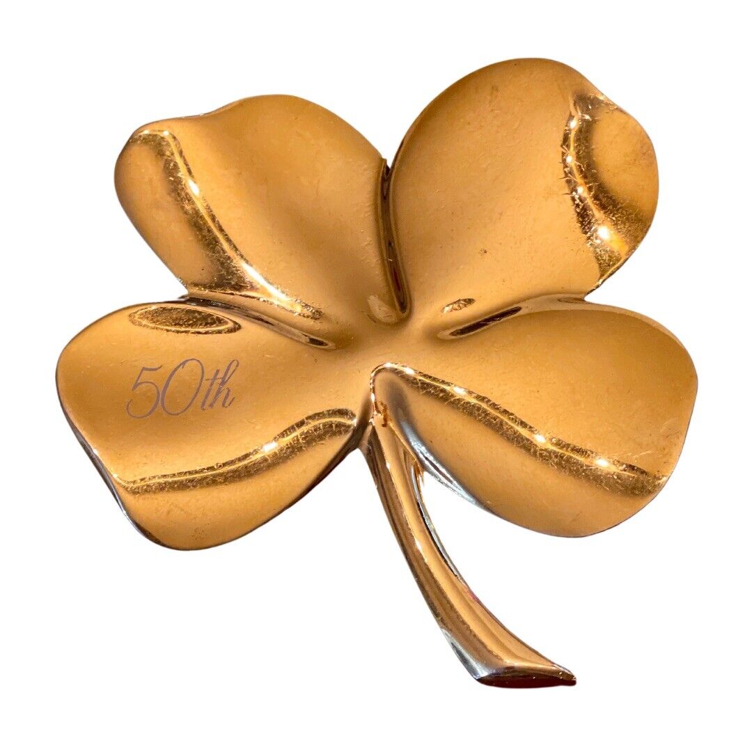 Gerity Vintage 24K Gold Plated Four Leaf Clover Paperweight 50th Anniversary
