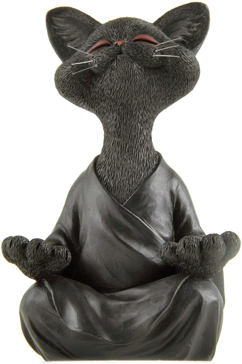 Whimsical Black Meditating Cat Figurine Statue Yoga Collectible Ships Immediatly