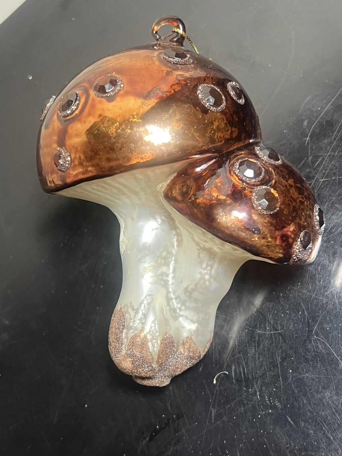 vintage hand blown glass mushroom ornament