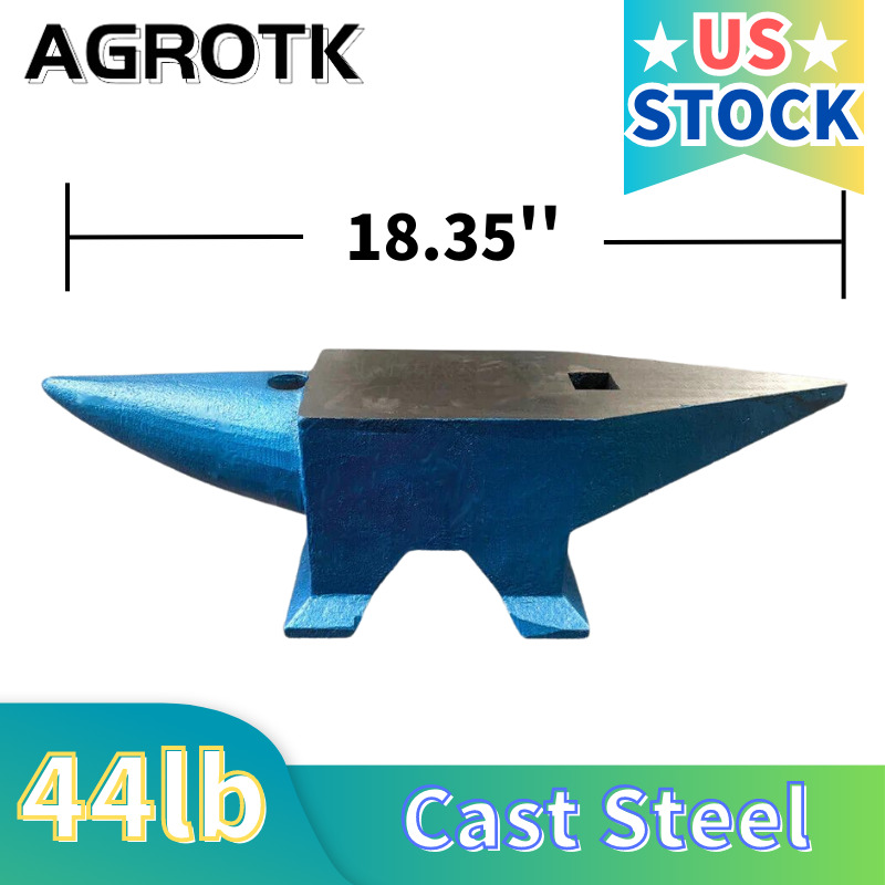 AGT 44LB Cast Steel Anvil Blacksmith Heat Treated Long Round Horn