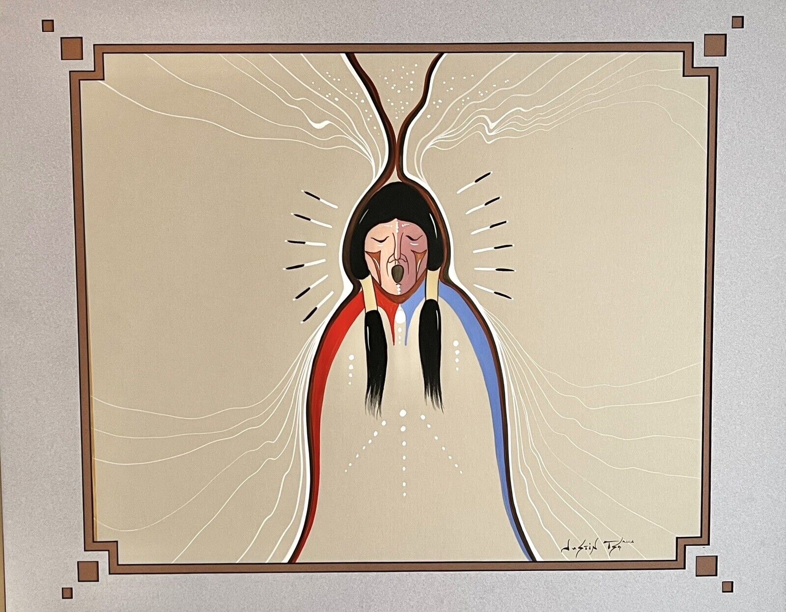 Justin Tso Original Artwork Painting Navajo Native American Singing Man Signed