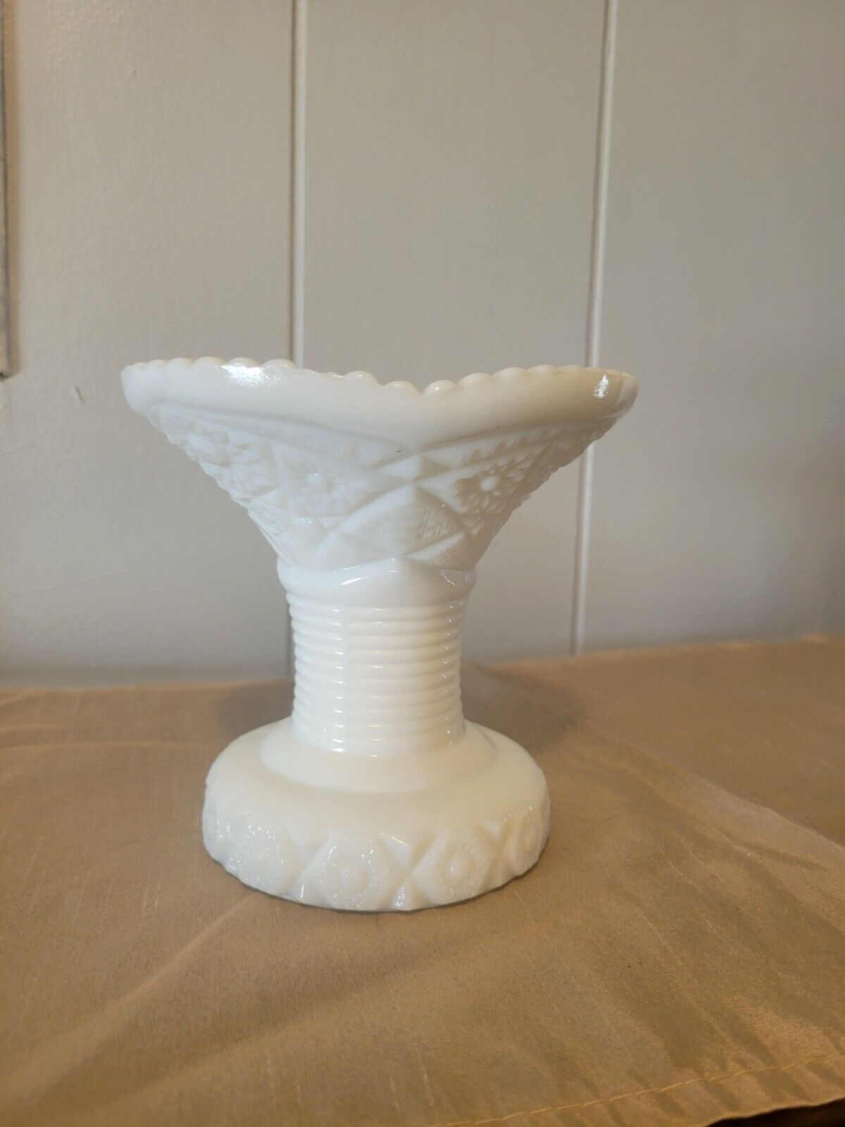 Vintage Westmoreland Milk Glass Bowl Vase Pillar Candle Holder