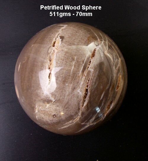 SPHERE-PETRIFIED WOOD, 511gms, 70mm, *HUGE*, STUNNING, *NATURAL*, 