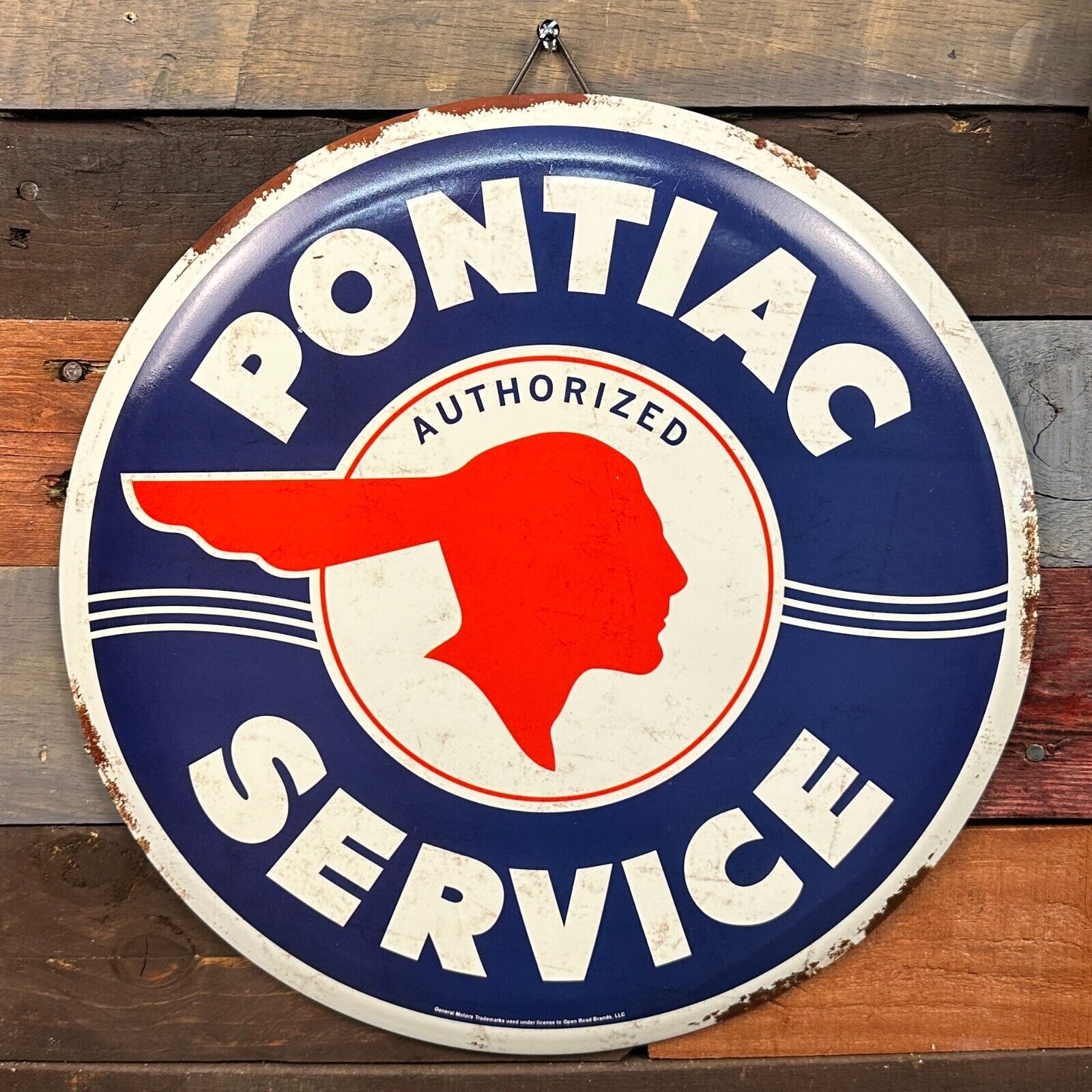 Pontiac Authorized Service Hanging Metal Sign With Vintage Design Man Cave Decor