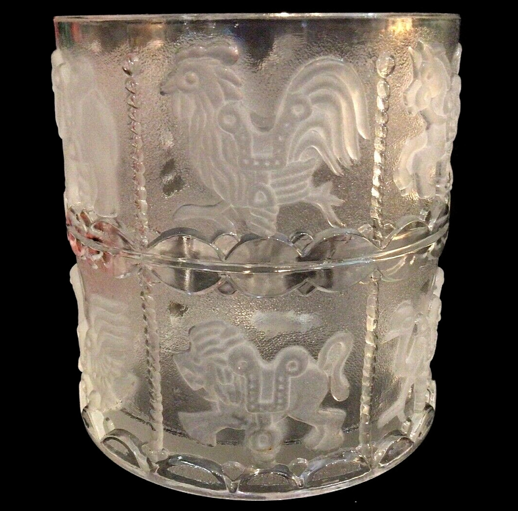 GOEBEL GLASS CAROUSEL ICE BUCKET FROSTED VINTAGE