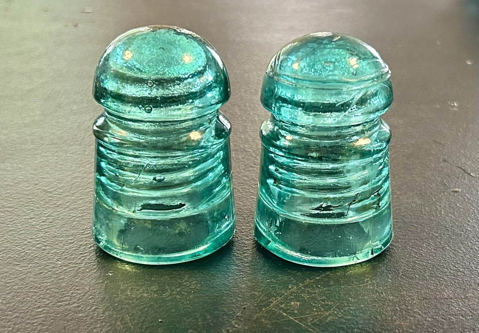 2 Vintage Antique  Glass Insulator Blue Aqua  STAR USA