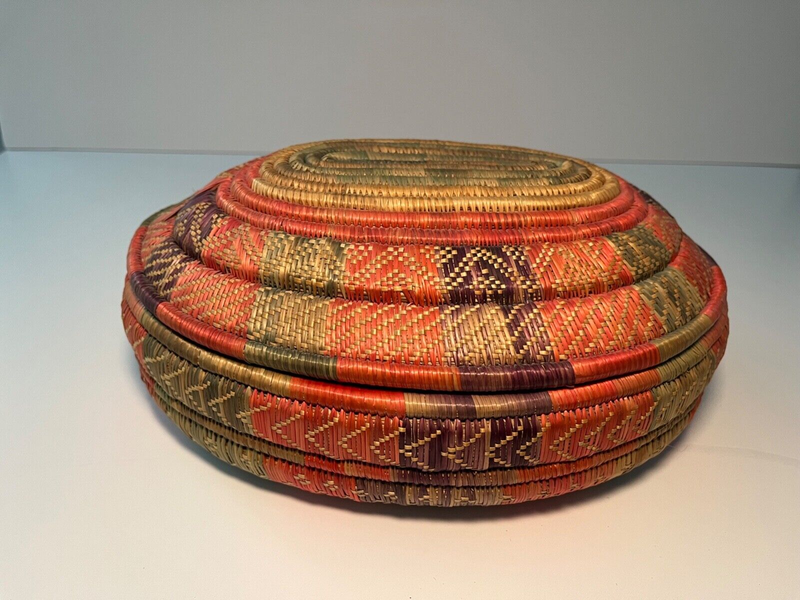 Vintage Ethiopian oblong woven basket