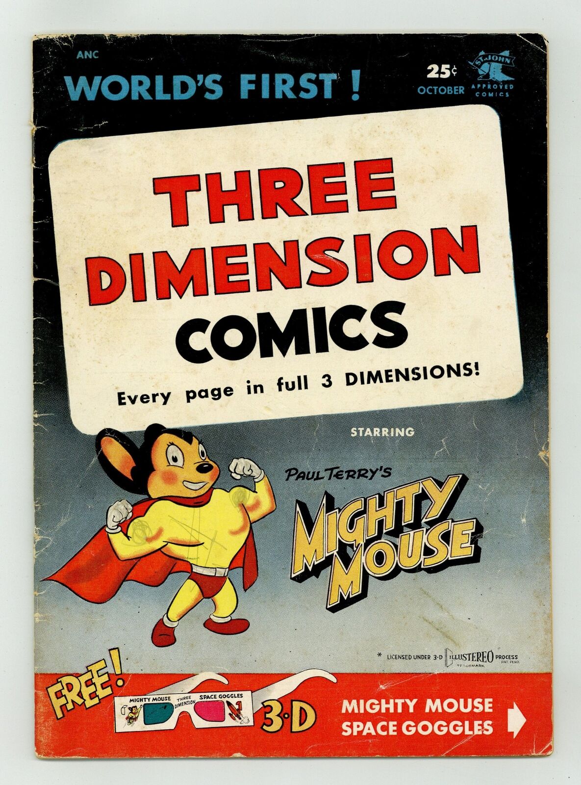 Three Dimension Comics Mighty Mouse 1N GD+ 2.5 1953 10/1953 2nd Printing