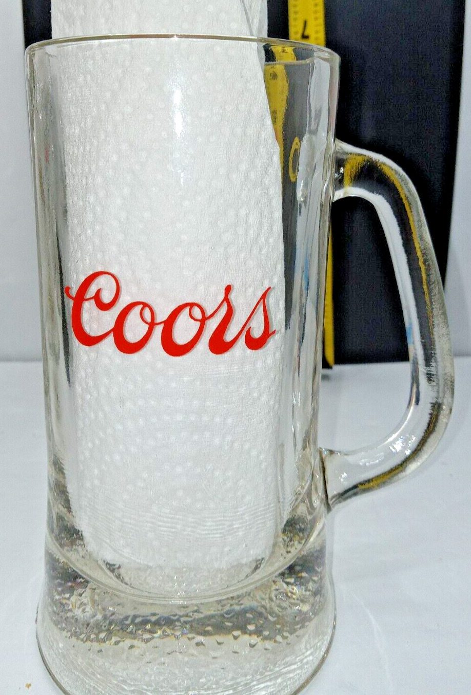 Vintage Coors Original Smooth Glass Beer Mug Stein Barware Man Cave 6+ inches