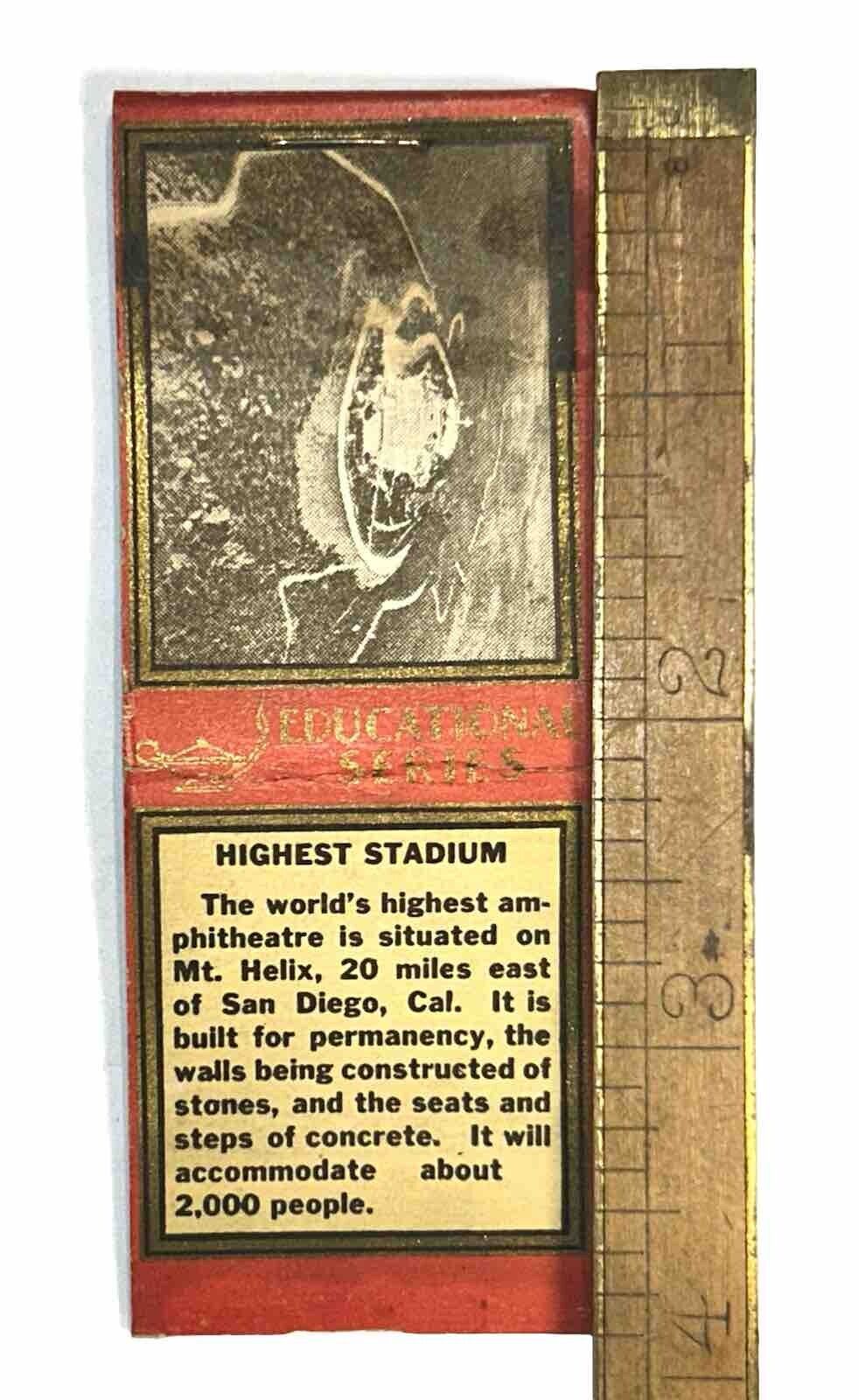 Antique Early San Diego California Stadium Photo Matchbook 1930s Original Rare 