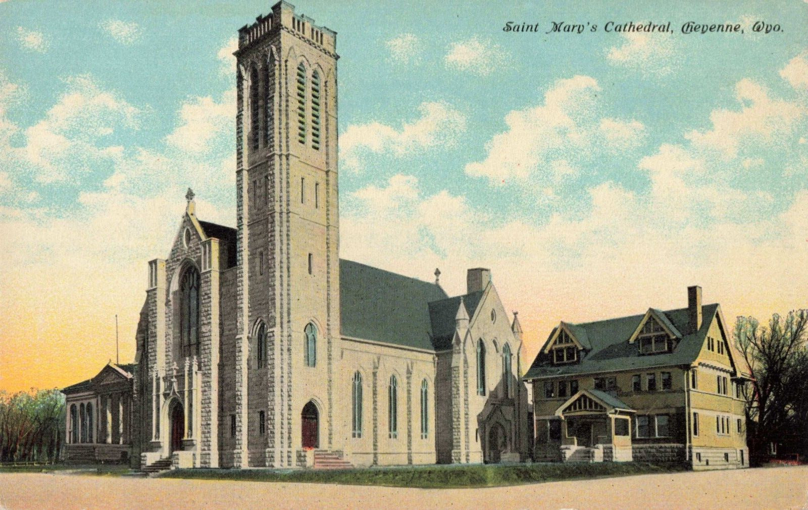 Cheyenne WY Wyoming, Saint Mary's Cathedral Church, Vintage Postcard