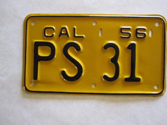 RARE 1956 California PS  MOTORCYCLE  License Plate Tag