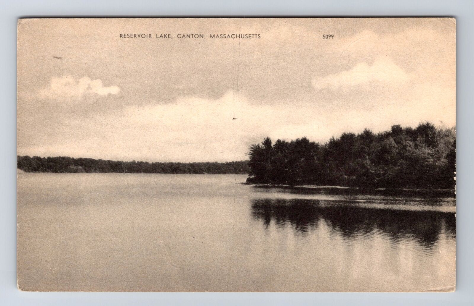 Canton MA-Massachusetts, Reservoir Lake, Antique, Vintage c1952 Postcard