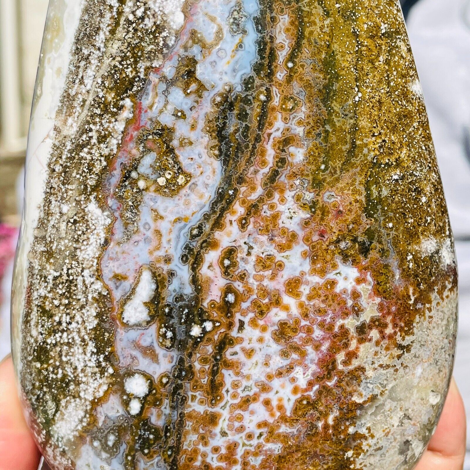 2.58lb Large Colorful Natural Green Ocean Jasper Quartz Crystal Specimen Healing