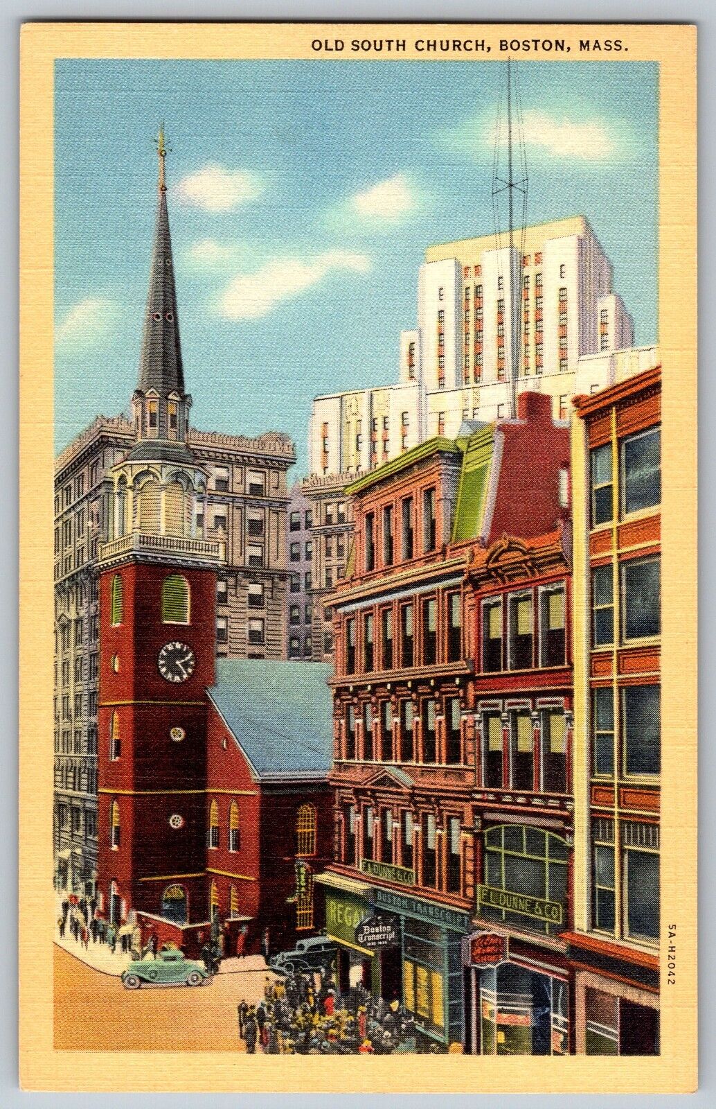 Boston, Massachusetts MA - View of Old South Church - Vintage Postcard - Posted