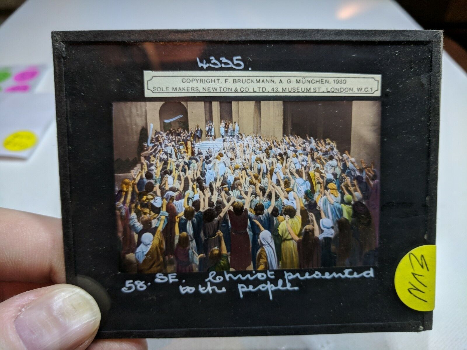 COLORED Glass Magic Lantern Slide EVN CHRIST PRESENTED TO THE PEOPLE AMAZING