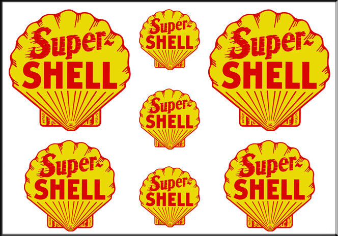1 1/2 3/4 INCH SUPER SHELL GAS OIL WATERSLIDE DECALS STICKERS