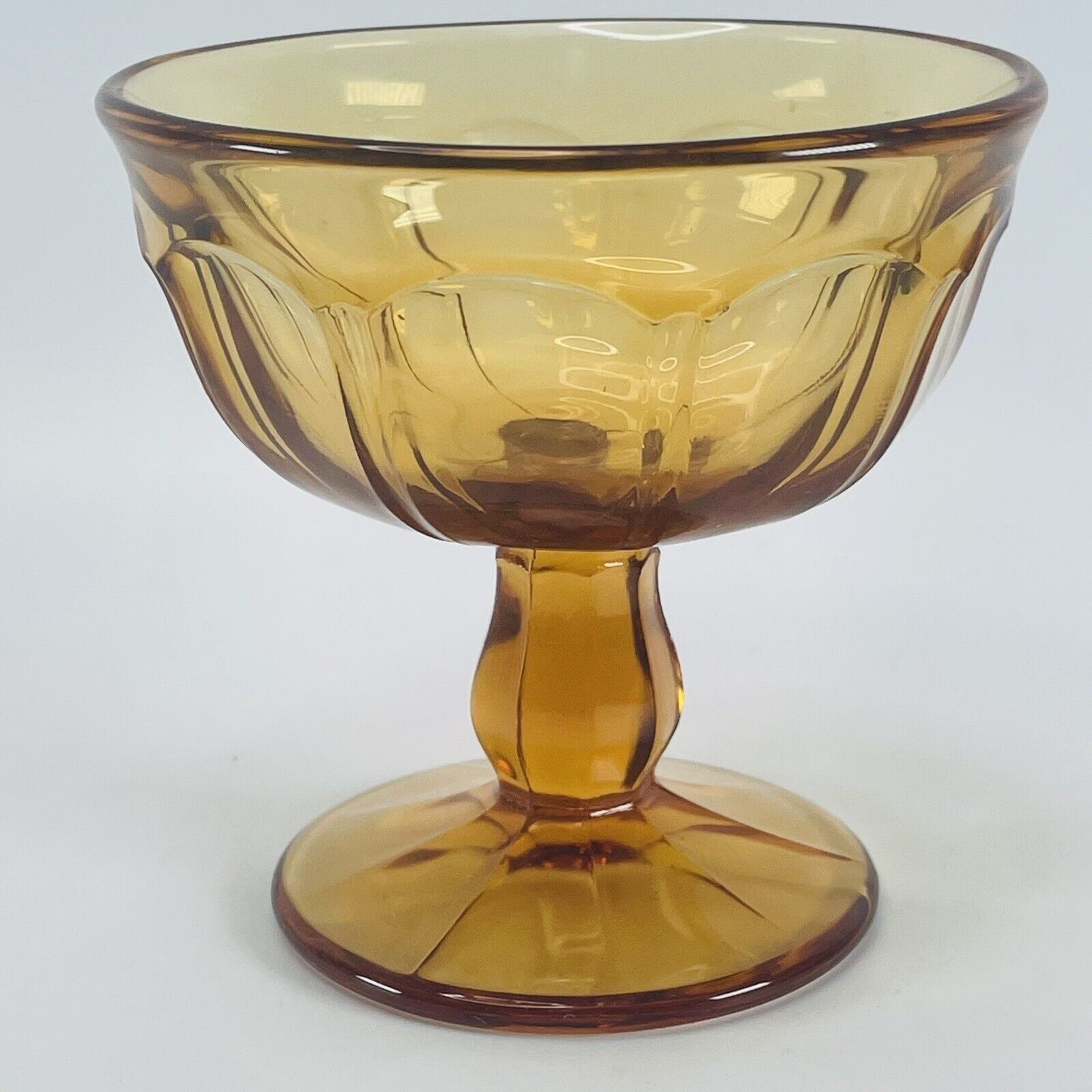 Viking Arlington Amber Glass Custard Dish Fruit Desert Bowl Champagne VTG 4 inch