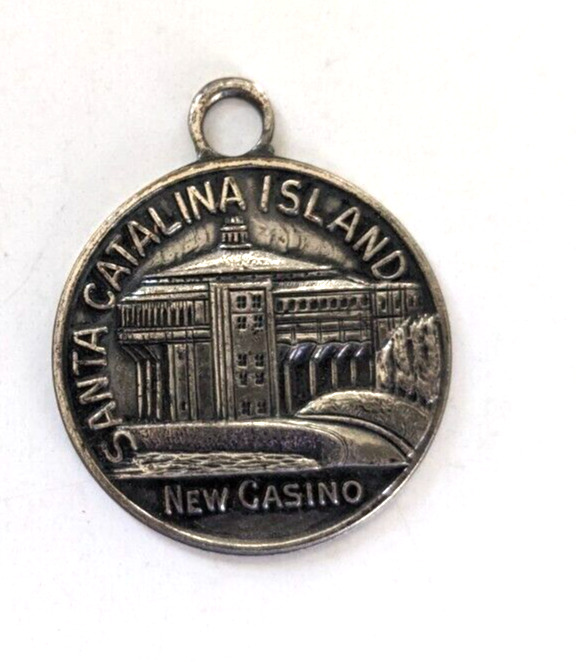 Vintage Santa Catalina Island New Casino Metal Key Fob