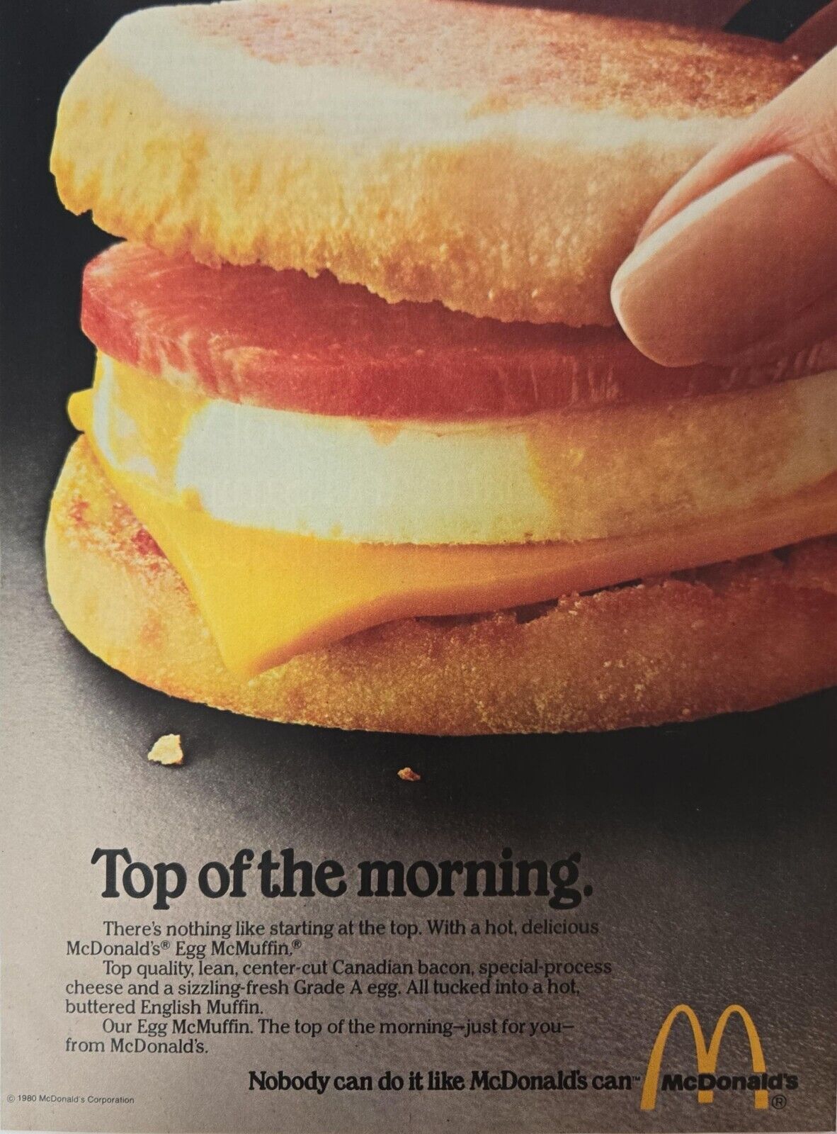 1980 Top of the morning McDonald\'s Egg McMuffin Vintage Print Ad 