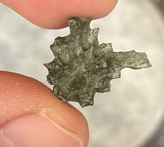 Moldavite Snowflake Shape Crystal Unique Piece 1.08 grams 5.4 ct Besednice COA