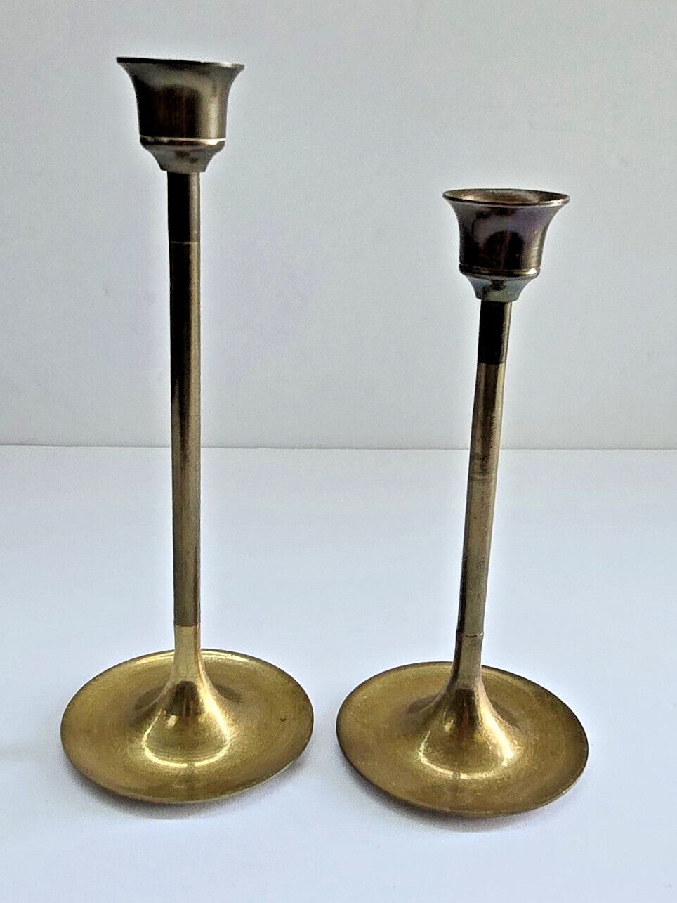 Set Of 2 Vintage MCM Brass Candlesticks Candle Holders Tapers, 7\