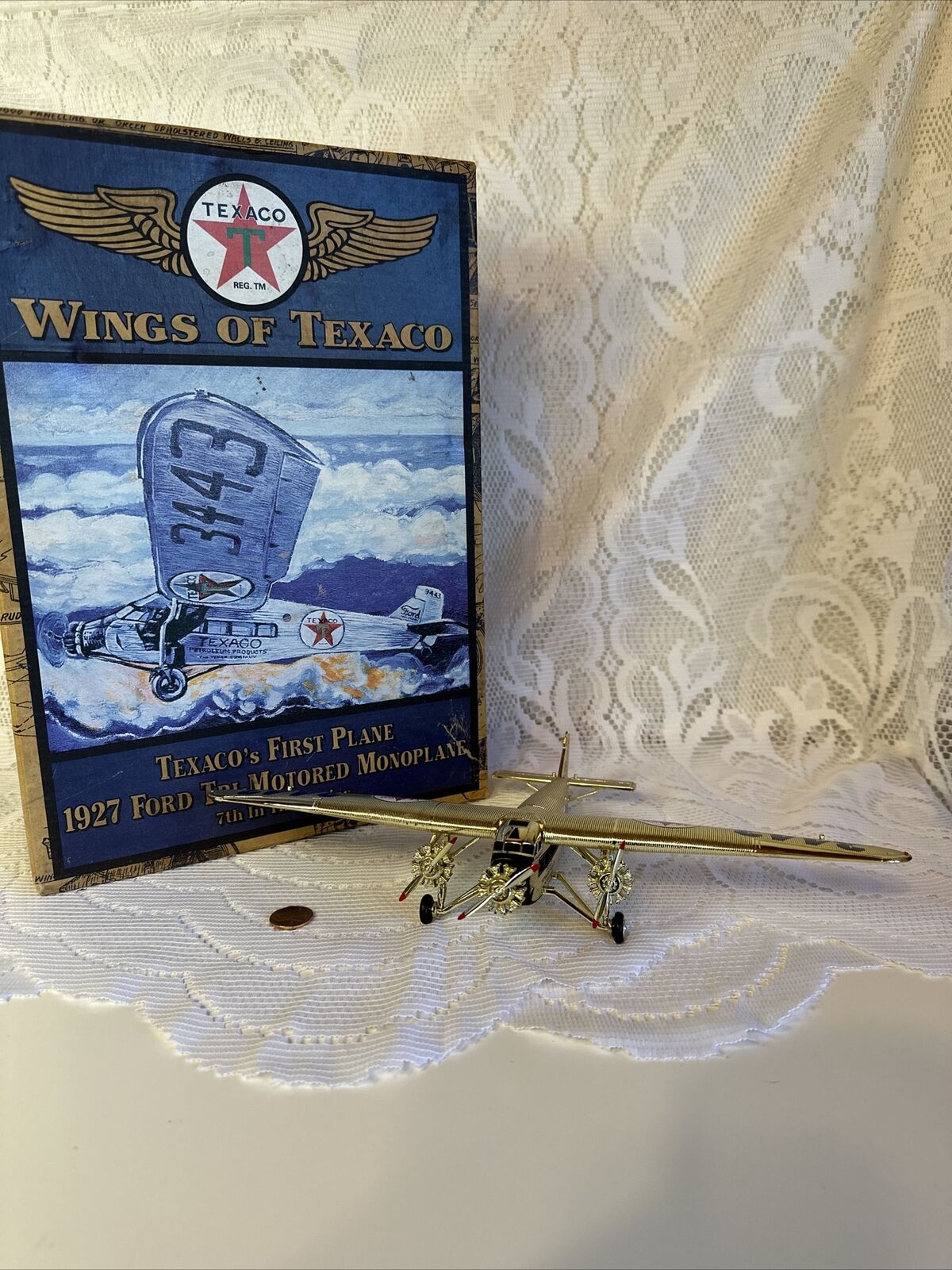 Rare 1999 Wings of Texaco Collector's Ed  1927 Ford Tri-Motored Monoplane  Gold