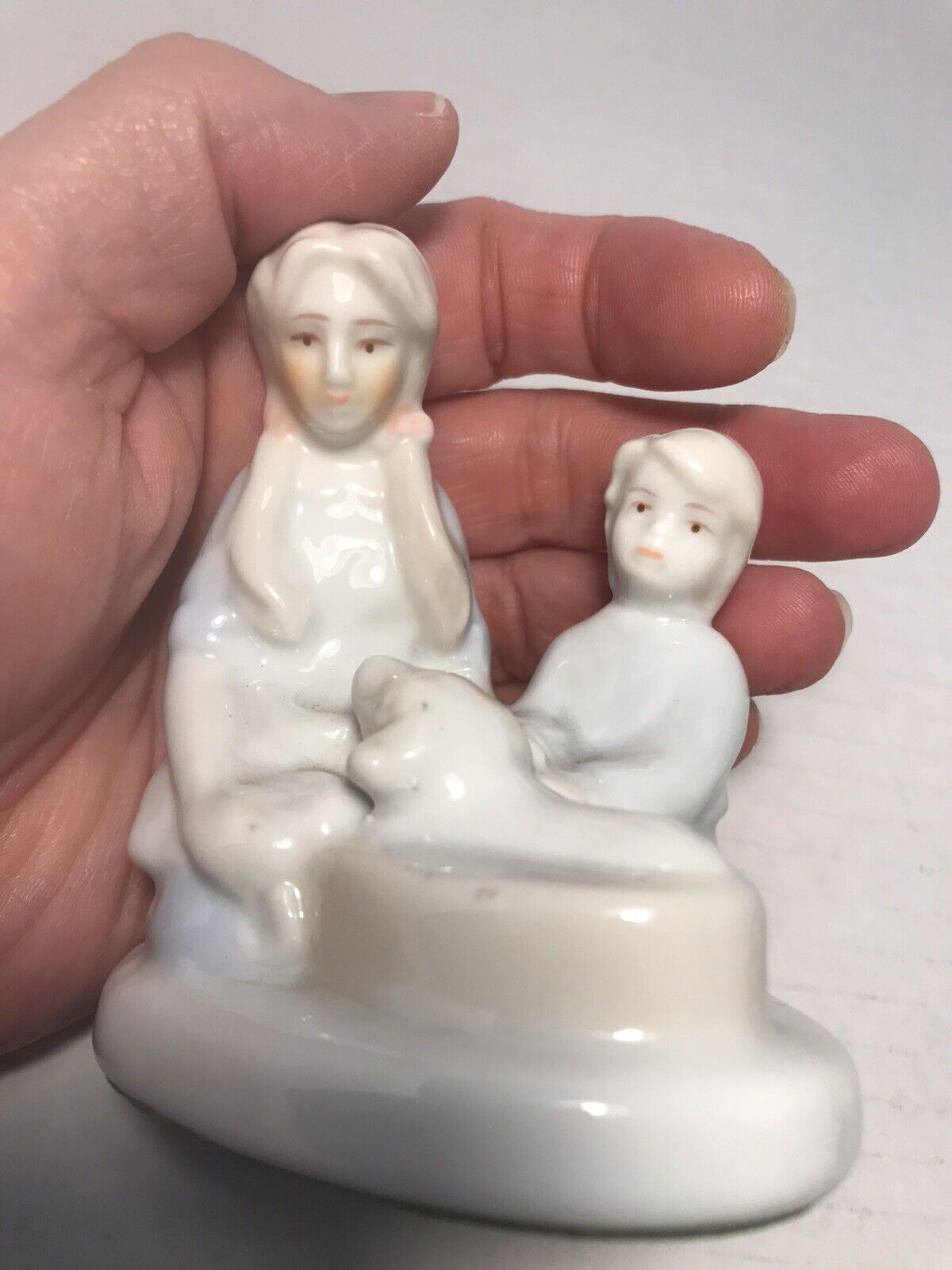 K\'s Collection Mom, Boy And Dog Porcelain Figurine