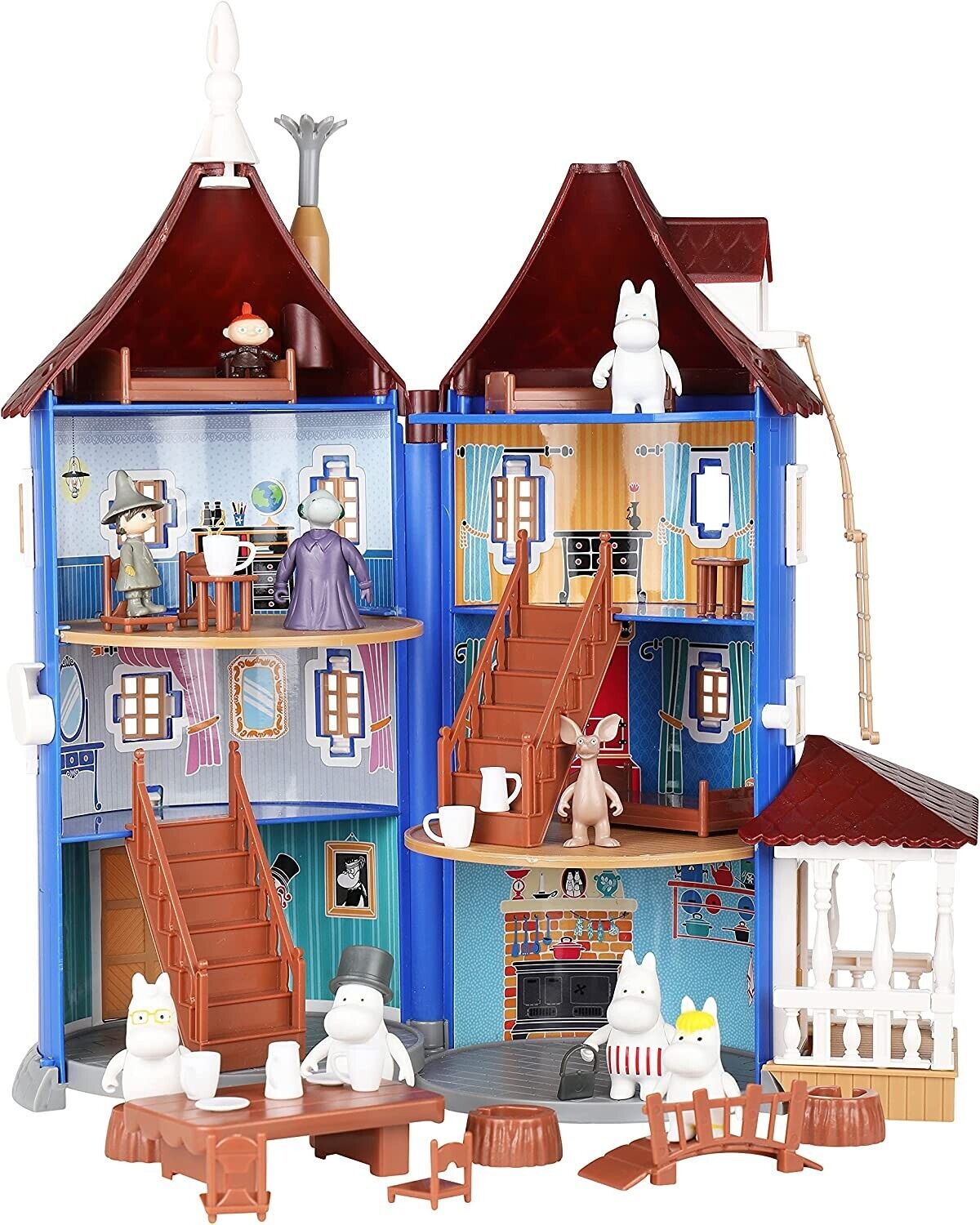 Martinex Moomin Miniature Dollhouse Plastic Toy House With 9 Figures