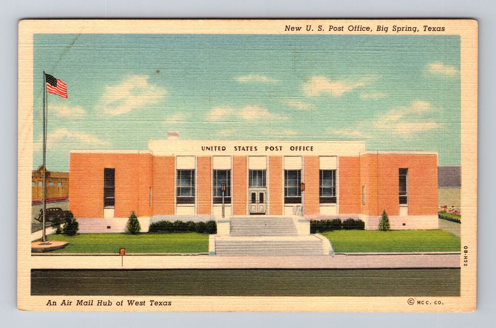 Big Spring TX-Texas, U.S. Post Office, Antique Vintage Souvenir Postcard